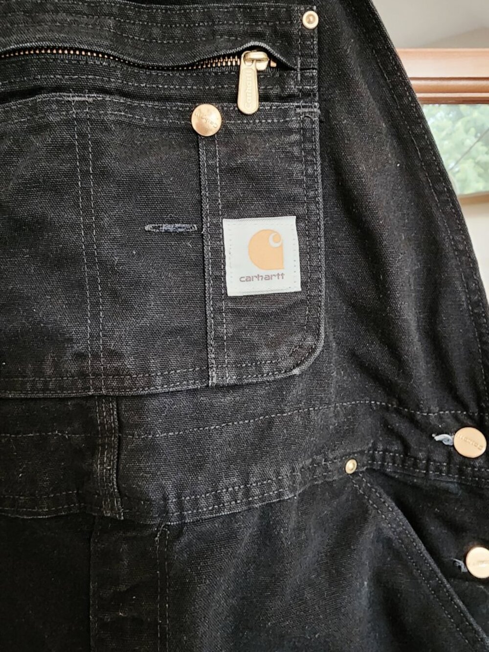 Carhartt R37 Black Duck Zipper Side Bib Overalls Size 38x30 - Picture 3 of 5